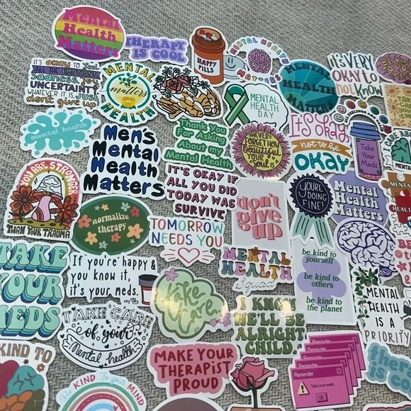 Mental Health Matters Stickers 100 pcs Therapy Kindness Meds Motivation - Picture 4 of 9